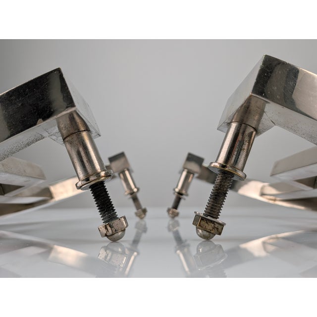 1920s Art Deco Geometric Drawer Pulls in Chrome-Plated Metal, 1920s, Set of 2 For Sale - Image 5 of 10