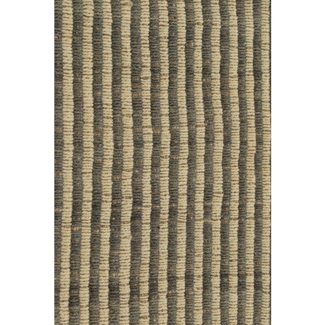 Contemporary Rug & Kilim’s Contemporary Kilim in Beige and Gray Textural Stripes For Sale - Image 3 of 7