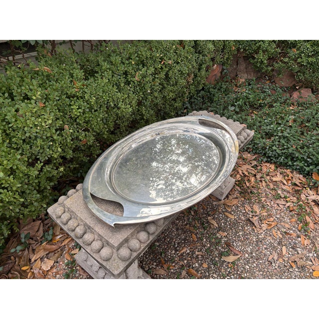 1960s Scandinavian Modern Nickel Silver Tray For Sale - Image 10 of 12