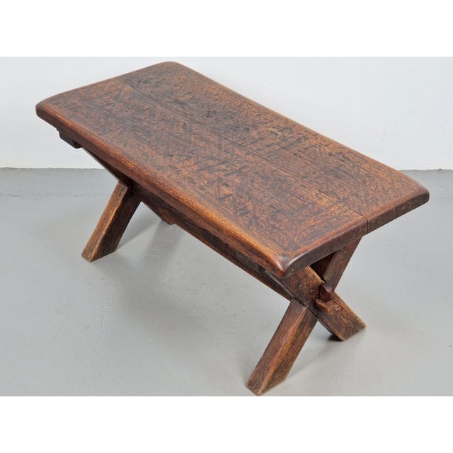 Brutalist Oak Cross Leg Coffee Table, 1930s For Sale - Image 4 of 10