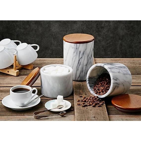 2020s Artifacts Trading Company Storage Canister with Sealed Wood Top in White, Small For Sale - Image 5 of 6