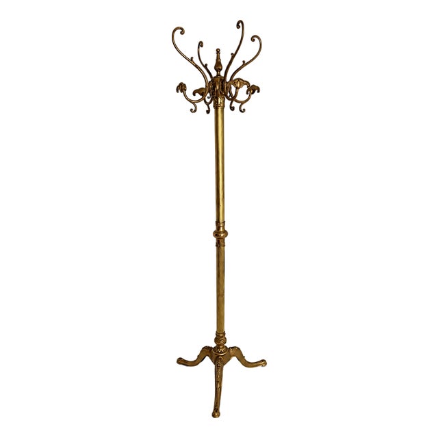 Italian Brass Coat Rack with Rotating Crown, 1960s For Sale