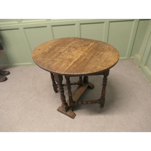 Small Georgian Oak Gate Leg Table the Table Has a Oak Top with Turned Leg, 1800 For Sale - Image 6 of 8