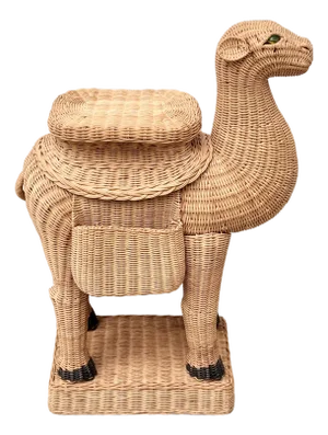 Vintage Wicker Camel Garden Stool