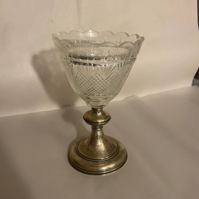 Early 20th Century Crystal Lidded Compote With Sterling Silver Base For Sale - Image 5 of 8