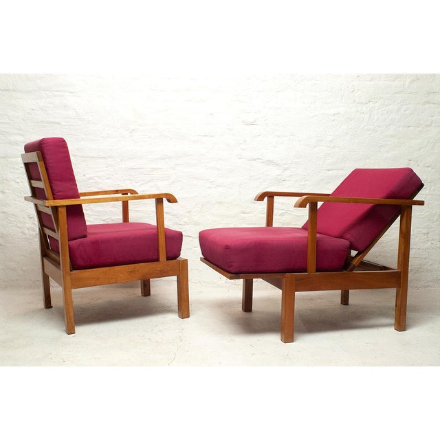 1920s Set of Morris Chairs with Adjustable Backs in Cherrywood, 1920s For Sale - Image 5 of 16