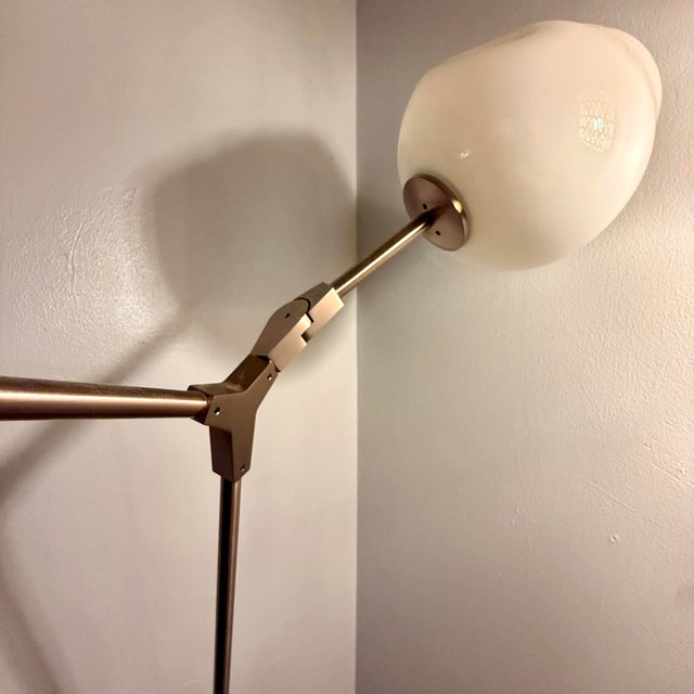 Mid-Century Modern Lindsey Adelman - fl.02.01 - Custom Rose Gold Floor-Light With White Globes and Khaki Twist Cord - 110v For Sale - Image 3 of 3