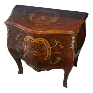 Vintage Louis XV Style Marquetry Commode, 1970 For Sale