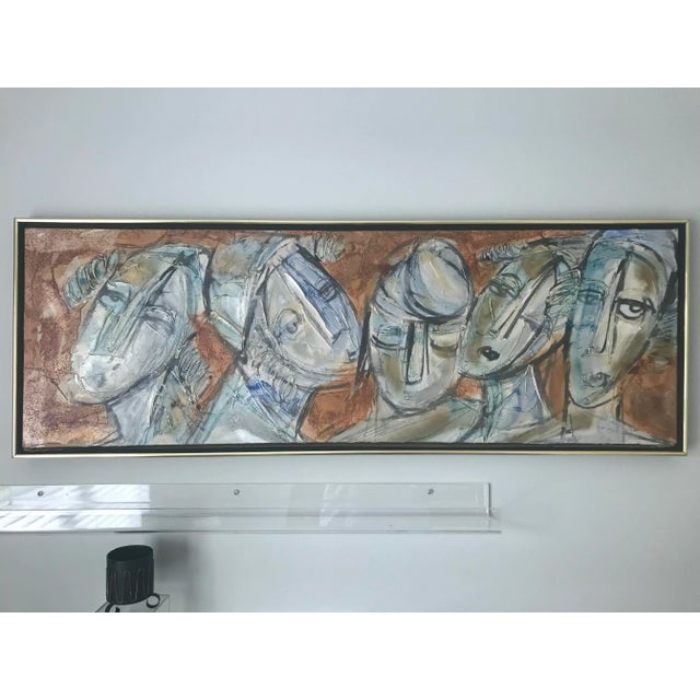 Mid 20th Century Abstract Faces Impasto Oil Painting by Moshe Katz, Framed For Sale - Image 12 of 12