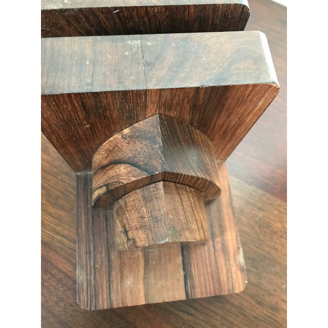 Vintage Mid Century Modern Art Deco Architectural Rosewood Bookends - a Pair For Sale - Image 4 of 9