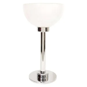 Chrome & White Glass Bowl-Shaped Shade Table Lamp (K: Sf)