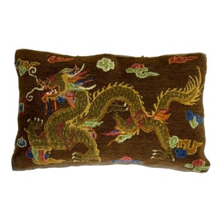 Vintage Hand-Woven Dragon Pillow For Sale