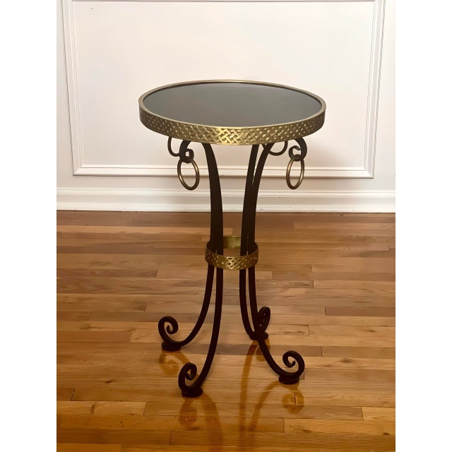 Mid 20th Century 20th Century Iron and Brass Gueridon With Black Granite Top For Sale - Image 5 of 12