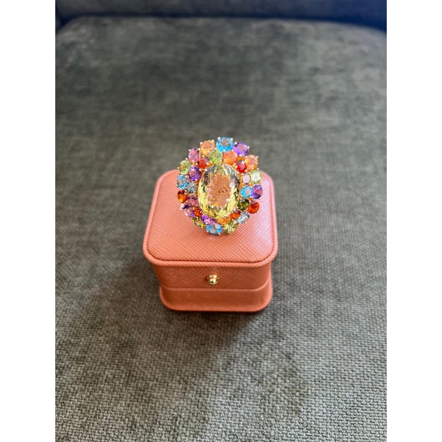 Bochic "Orient" Vintage Amethyst, Lemon Quartz & Citrine Ring Set In 18K Gold & Silver For Sale - Image 17 of 18