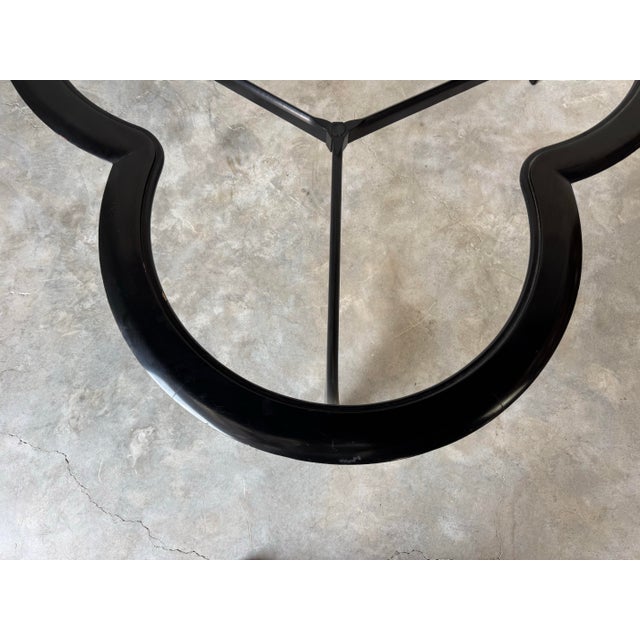 70's Mid-Century "Silhouette" Clover Leaf Black Lacquer Walnut Coffee Cocktail Table For Sale - Image 9 of 12