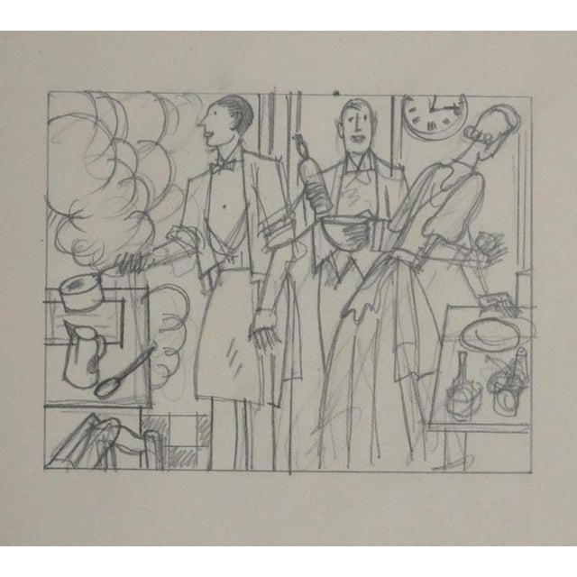 Jean-Emile Laboureur, In the Kitchen, 1937, Pencil on Paper For Sale - Image 7 of 7