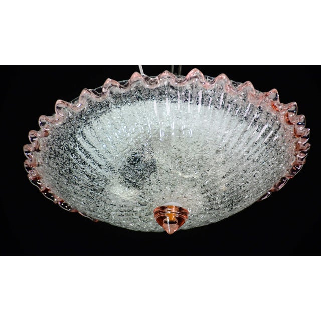 Italian Charming Italian Pink Murano Glass Ceiling Fixture, Murano, 1970 For Sale - Image 3 of 11