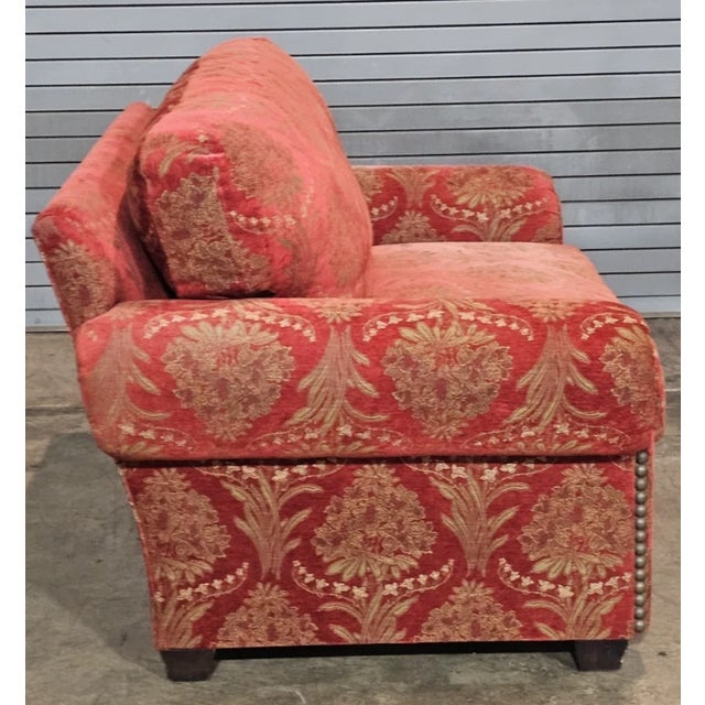 Red Stickley Large Arm Chair With Matching Ottoman Footstool Made in North Carolina For Sale - Image 8 of 16