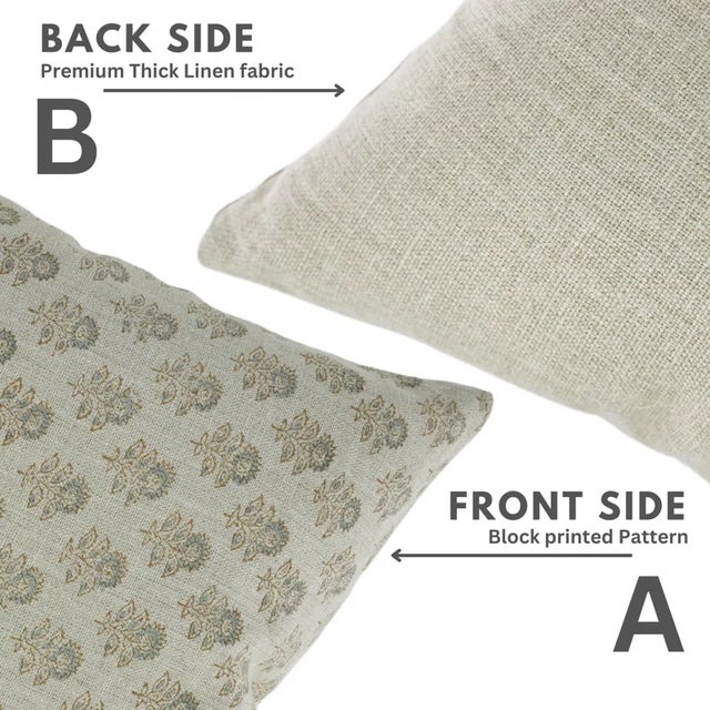 Fabdivine Handmade Block Print Pillow Cover 16x16 Inch -Bagru Buti For Sale - Image 4 of 5