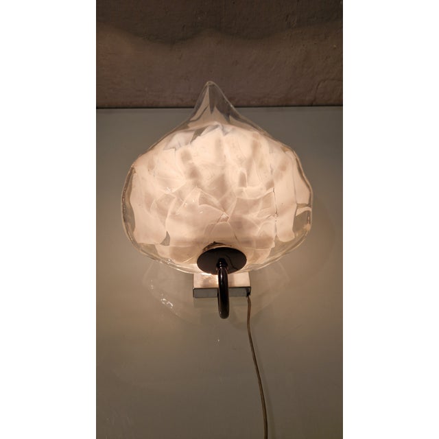 Leaf Wall Lamps in Transparent and White Murano Glass from La Murrina, 1980s, Set of 2 For Sale - Image 13 of 18