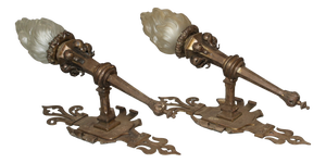 Gothic Wrought Iron Wall Sconces, 1890s, Set of 2