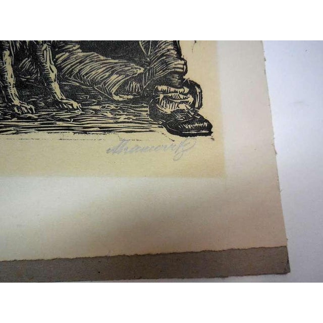 Pencil signed original limited edition woodcut woodblock print great depression era. from the 1930s. Abramovitz, Albert...