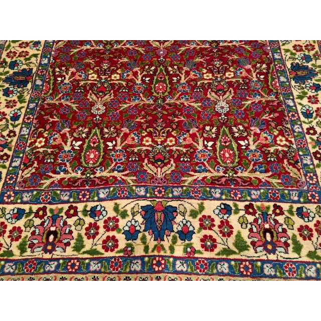 Vintage Persian Tabriz Area Rug, Hand-Knotted Wool, All Over Tree of Life Pattern, Magenta & Yellow, 5x7 For Sale - Image 12 of 16