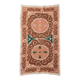 Asian Suzani Tablecloth - Vintage Textile 3'1'' X 5'3'' For Sale