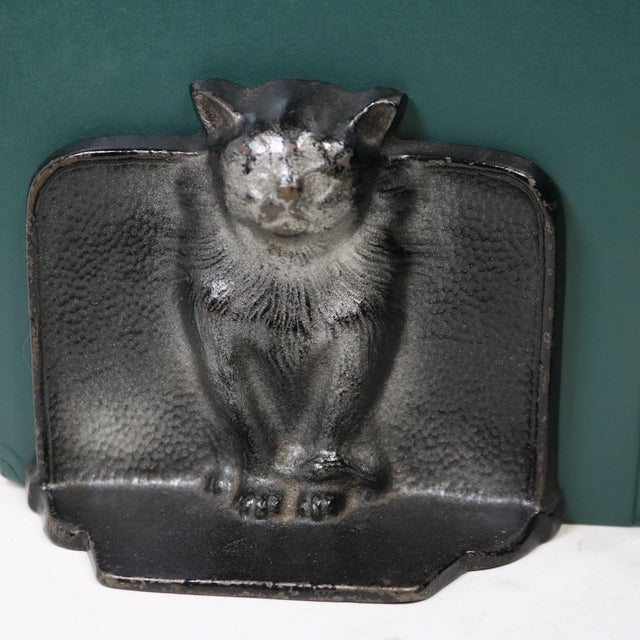 Black Mid 20th Century Gothic Medieval Cat Cast Iron Bookends-a Pair For Sale - Image 8 of 12