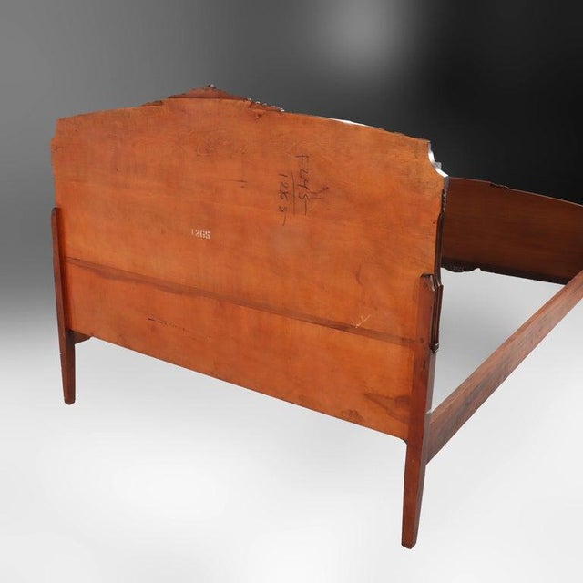 Antique Neoclassical Satinwood Double Bed With Hand Painted Swags C1930 For Sale - Image 11 of 15