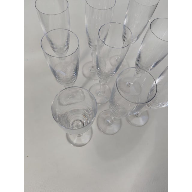Glass Vintage Saint Louis Crystal Champagne Flutes, 1990s, Set of 9 For Sale - Image 7 of 8
