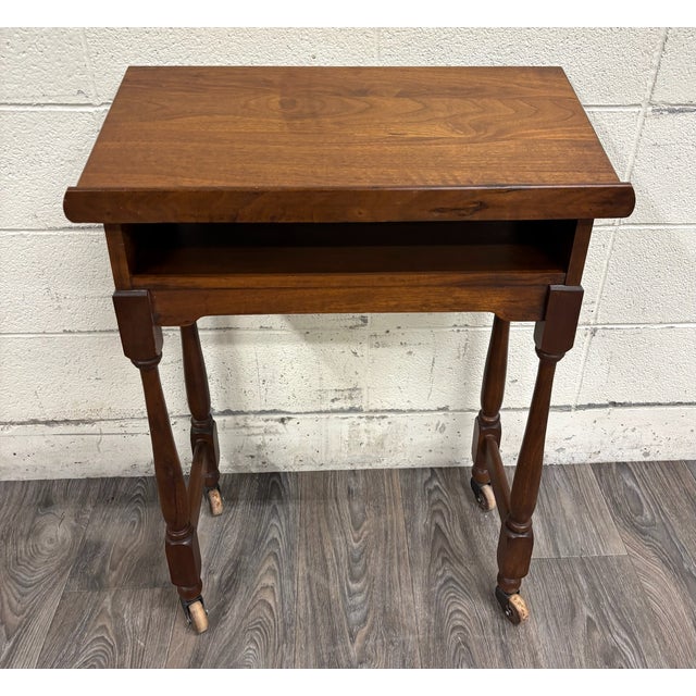 This is a gorgeous vintage Colonial Revival piano music stand / sheet music table, circa 1920s–1940s. Warm walnut-toned...