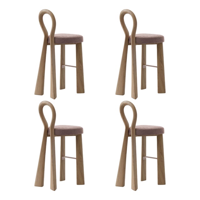 Mary III Bar Chairs in Wood by Ottiu, Set of 4 For Sale