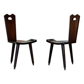 Vintage Rustic Wooden Chairs, 1960s, Set of 2 For Sale