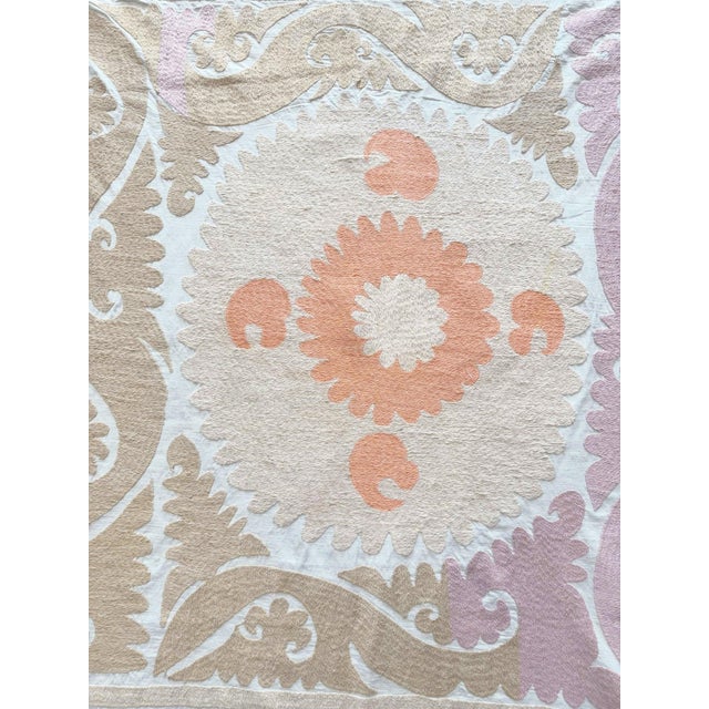 Vintage Embroidery Suzani from Asian, circa mid-1960s. Dimension; 54'' x 56'' inches / 138 x 142 cm / 4'6'' x 4'8''...