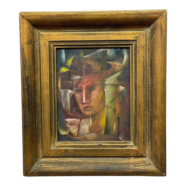 Mid-Century Cubist Portrait of Harlequin(?) For Sale