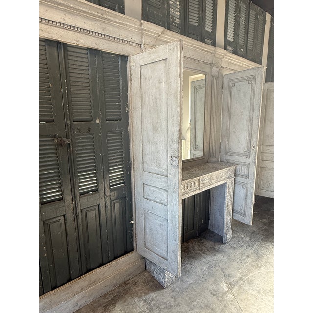 French 19th Century French Louis XVI Style Painted Boiserie Facade and Mantel For Sale - Image 3 of 8