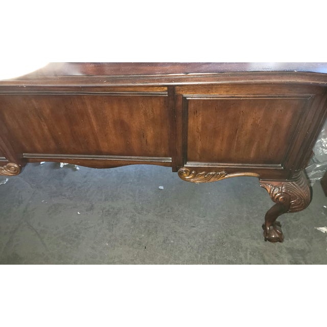 Brown 1990s Leathertop Executive Writing Desk For Sale - Image 8 of 9