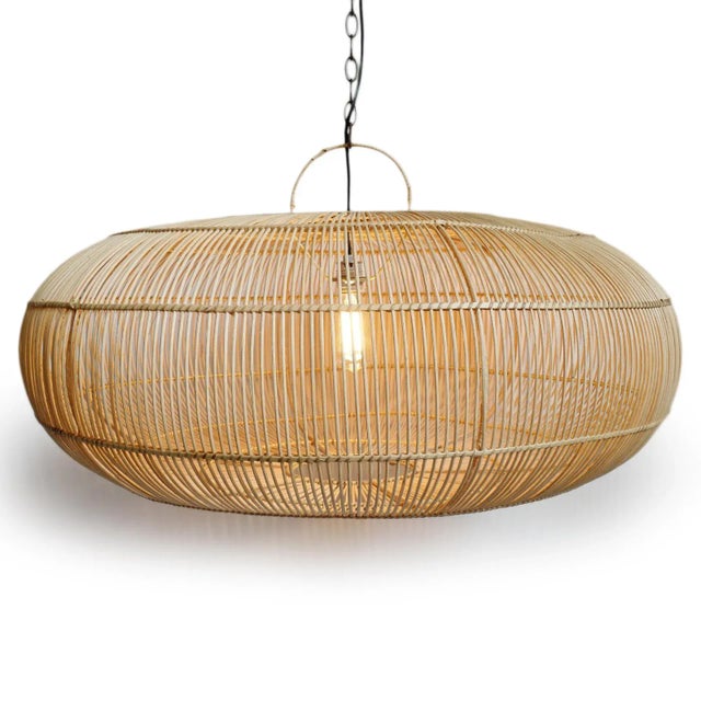 Mid-Century Modern Ubud Rattan Pendant Light Large For Sale - Image 3 of 7