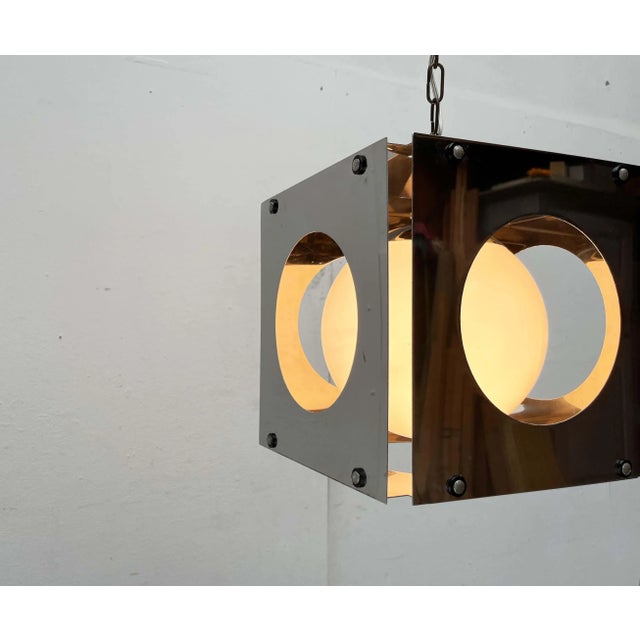 Mid-Century Modern Italian Space Age Cubo Metal and Glass Pendant Lamp from Tronconi, 1960s For Sale - Image 12 of 18