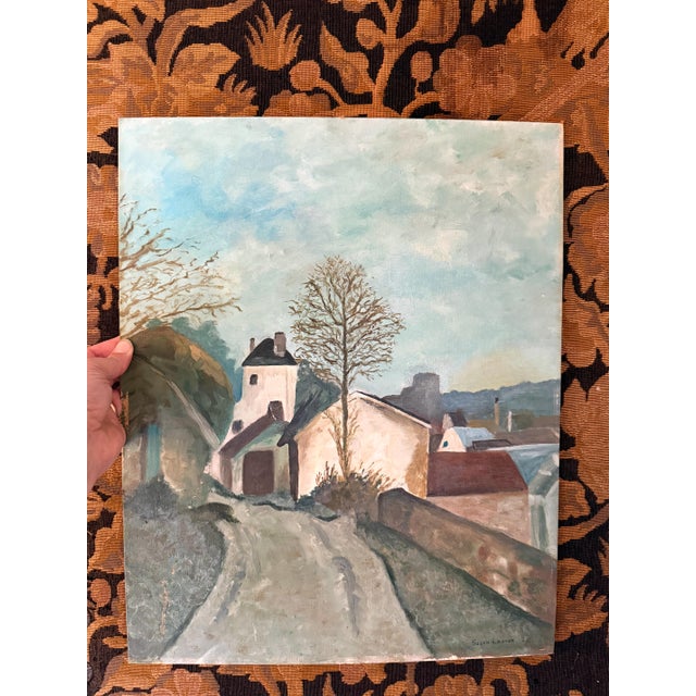 Mid 20th Century Mid 20th Century Vintage European Village Original Painting on Board For Sale - Image 5 of 6