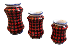 Pieces Hand Painted Sicilian Terracotta Albarello Vases - Set of 3