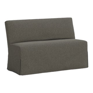 Stoffer Home x Cloth & Company Lindy Slipcover Dining Banquette in Textured Linen Charcoal For Sale