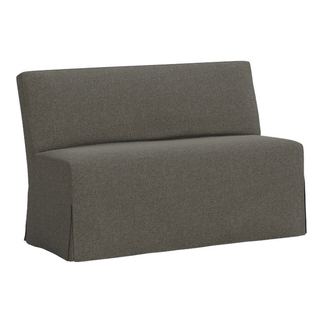Stoffer Home x Cloth & Company Lindy Slipcover Dining Banquette in Textured Linen Charcoal For Sale