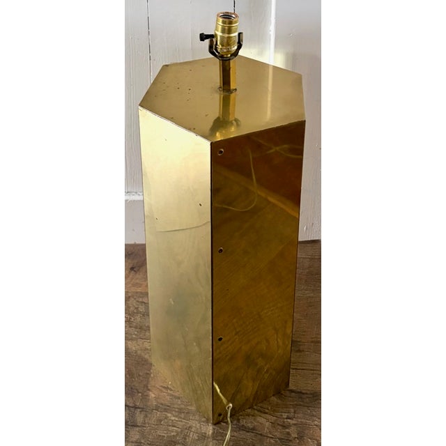 Mid-Century Modern Mid Century George Kovacs Brass Cylinder Faceted Lamp, Signed For Sale - Image 3 of 9