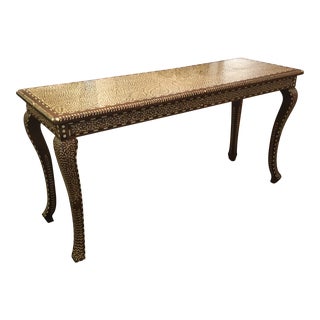 Brown Wood With Bone Inlay Console Table For Sale