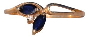 The Dual: Marquise Sapphire Double Ring with Natural Diamond in Yellow Gold