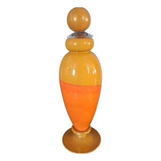 Murano Glass Bottle with Gold Leaf Inclusions by Carlo Moretti, Italy, 1980s For Sale