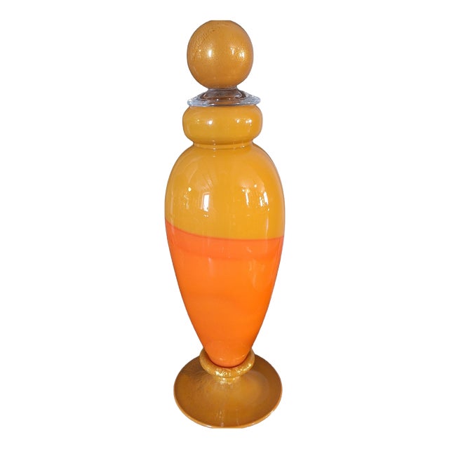Murano Glass Bottle with Gold Leaf Inclusions by Carlo Moretti, Italy, 1980s For Sale