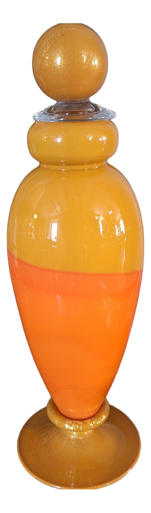 Murano Glass Bottle with Gold Leaf Inclusions by Carlo Moretti, Italy, 1980s